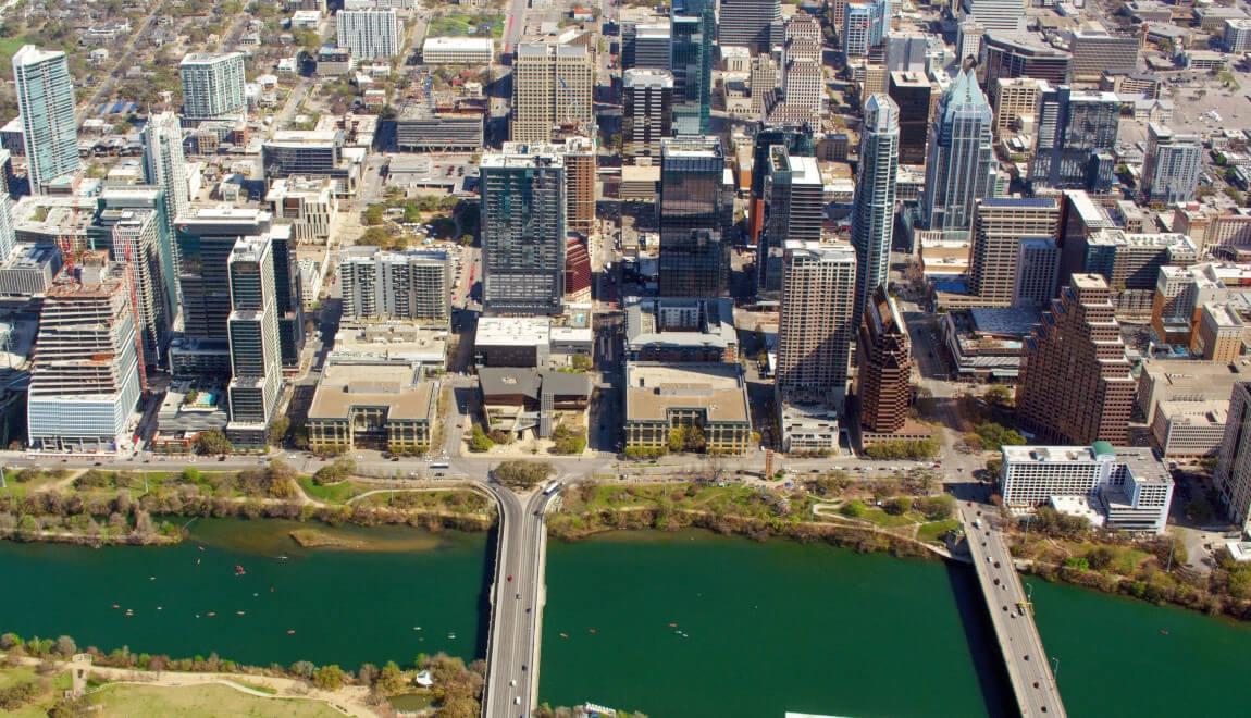 Aerial view of Austin, TX.