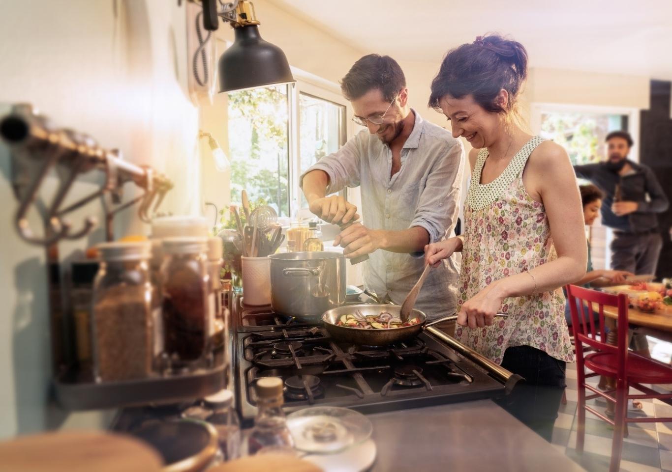 Couple cooking