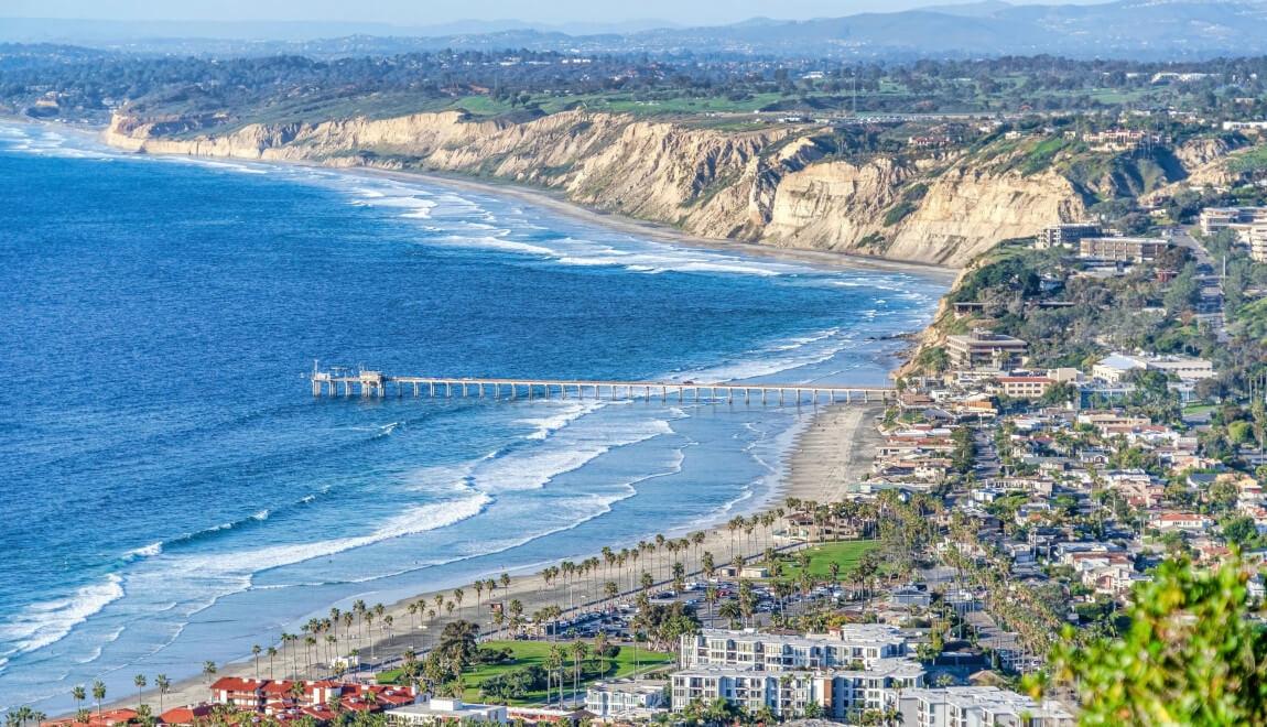 The San Diego coastline and pier.