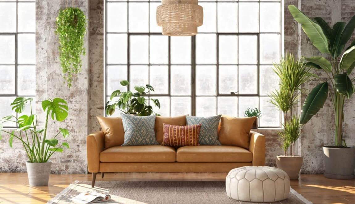 A beautiful living room filled with plants