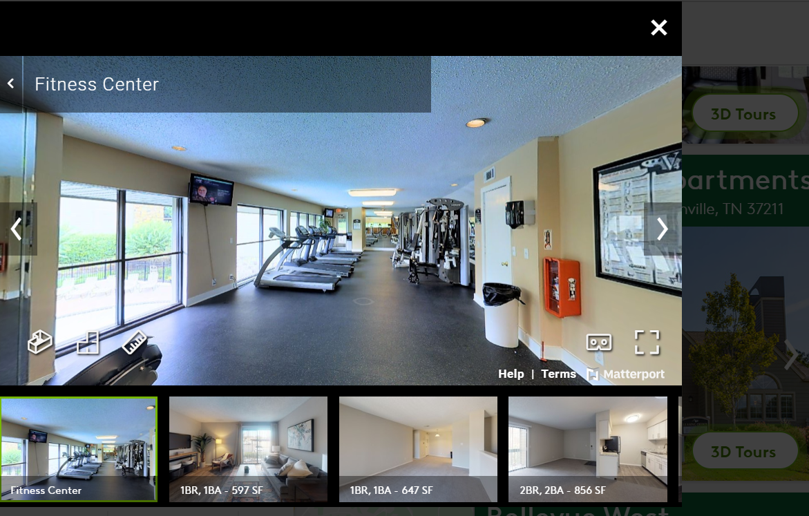 Screen displaying a VR apartment tour.