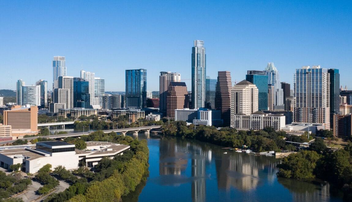 A view of downtown Austin, TX on a clear day.