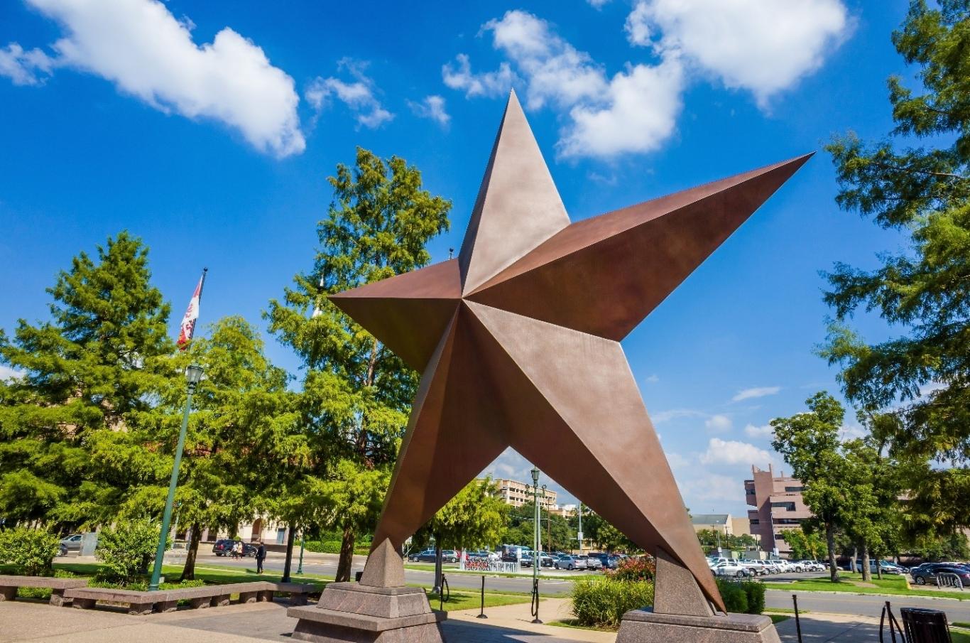 A large star statue in East Austin, Texas.