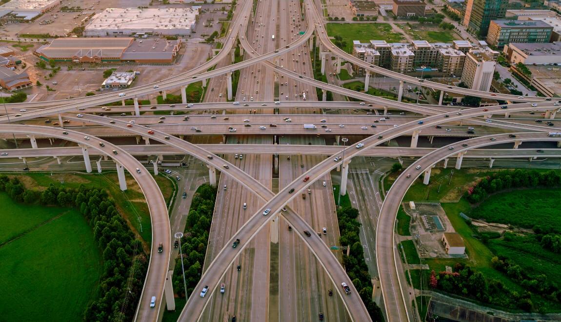 Traffic on the Katy Freeway in Houston, Texas.