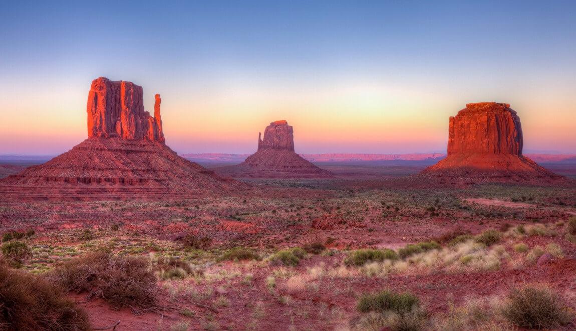 A beautiful sunset in Arizona's Monument Valley.