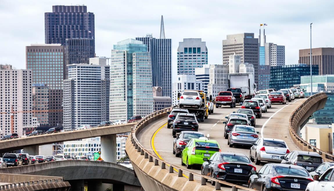 Traffic leading into San Francisco, California. 