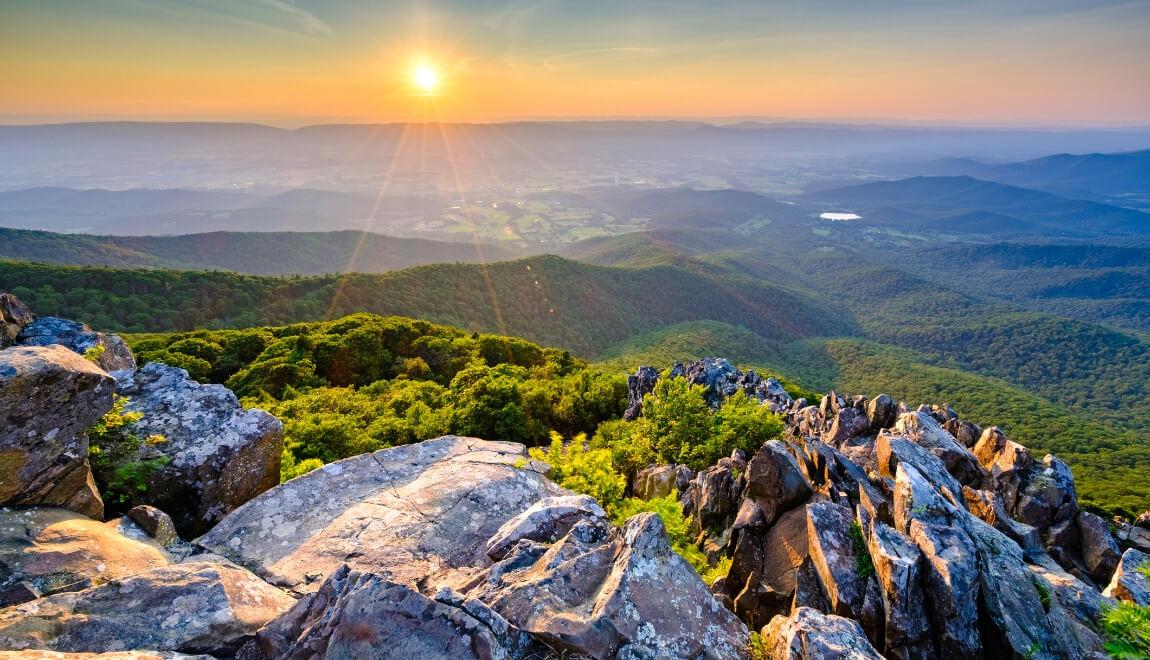 Beautiful view from a mountaintop in Shenandoah National Park.