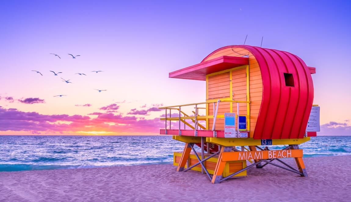 Colorful lifeguard station on Miami Beach.