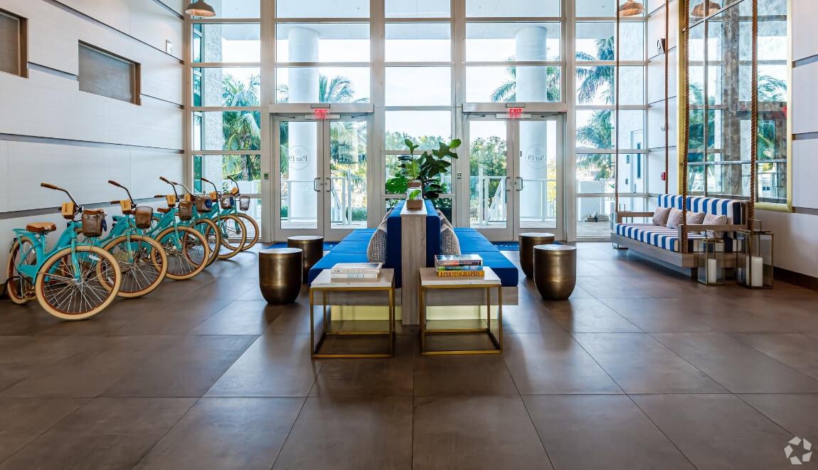 Bicycles at Pier 1 Residences and Marina in Miami, Florida.