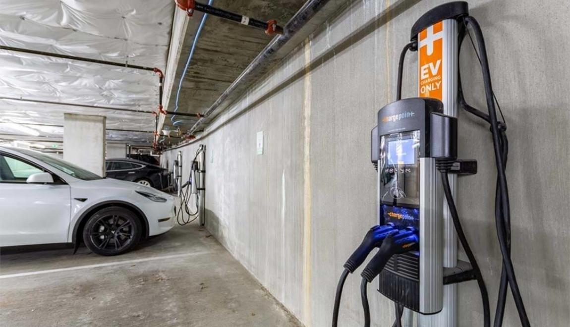 Charging stations at the Modera Akoya in Portland, OR