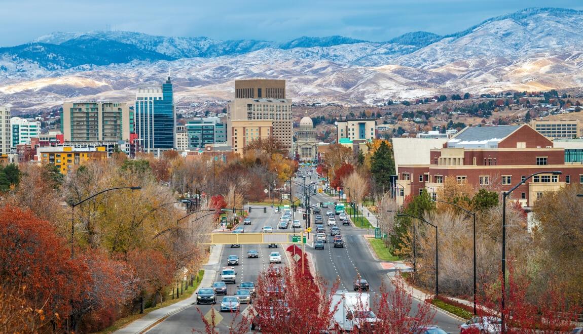 View of the mountains and Downtown Boise, Idaho.