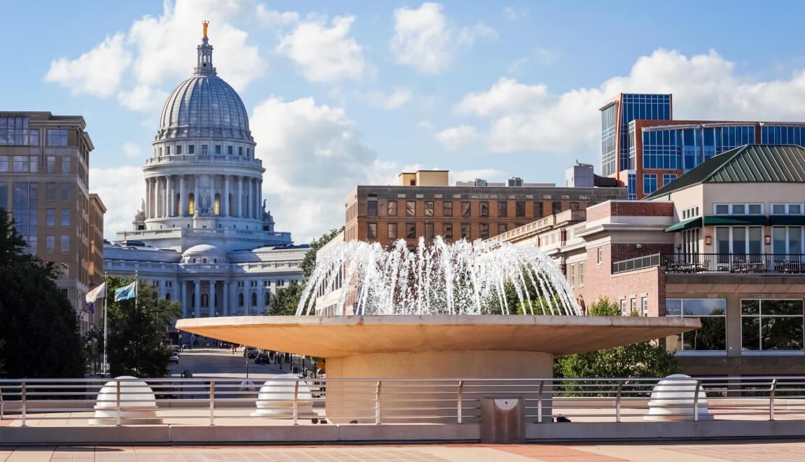 Fountain in Downtown Madison, Wisconsin.