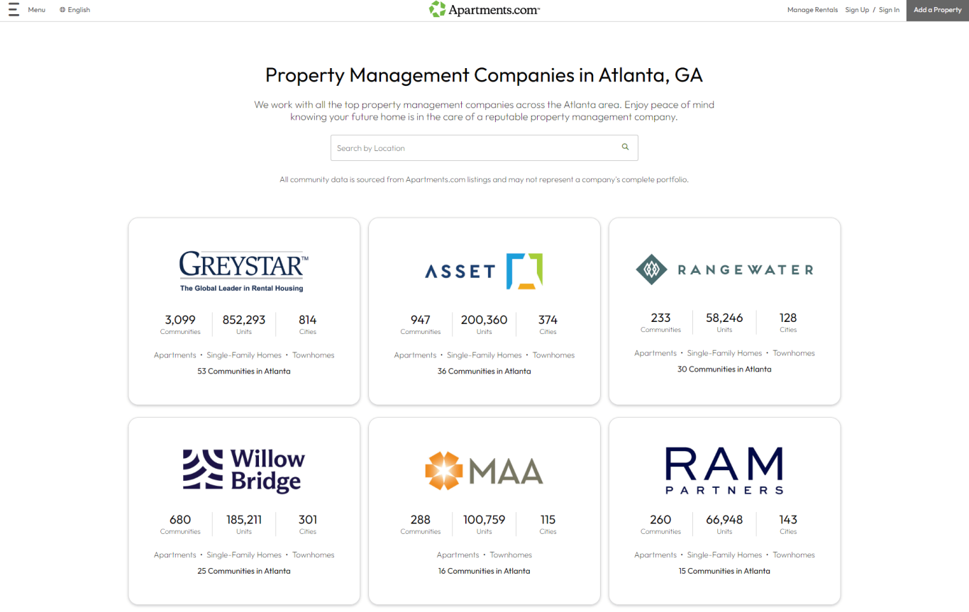 An image of Atlanta's property management companies on Apartments.com.