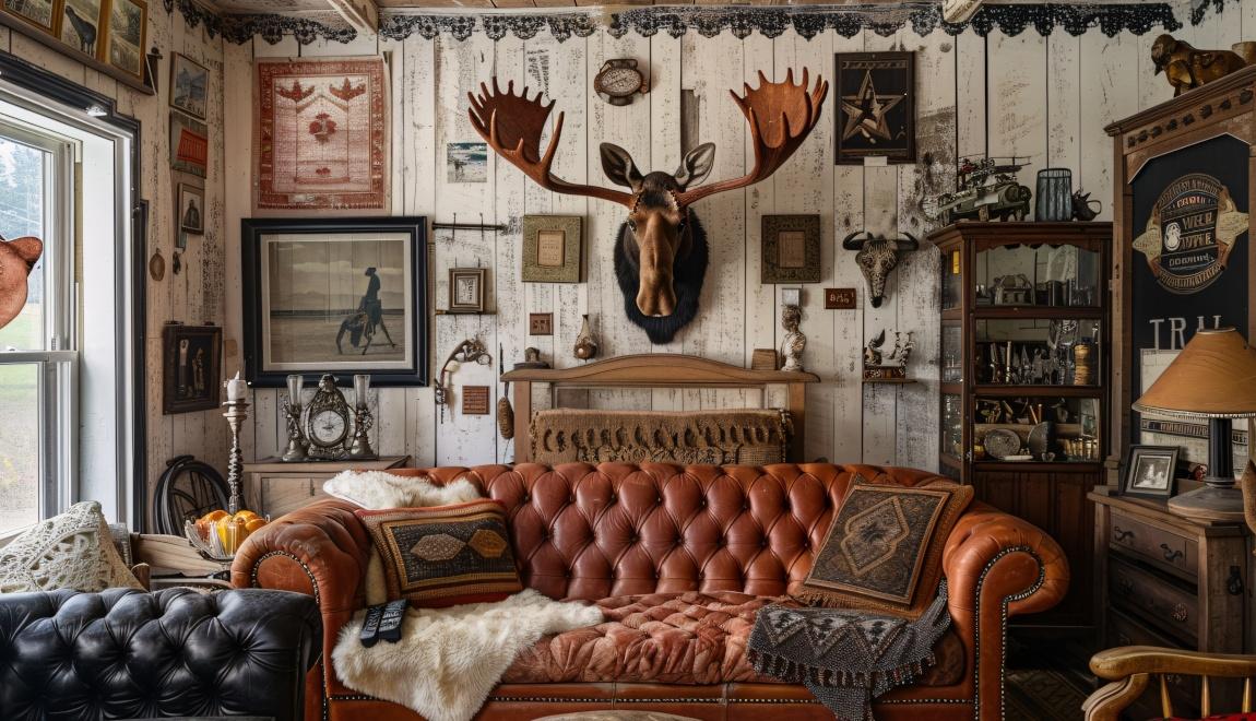 An image of a western gothic style living room. 