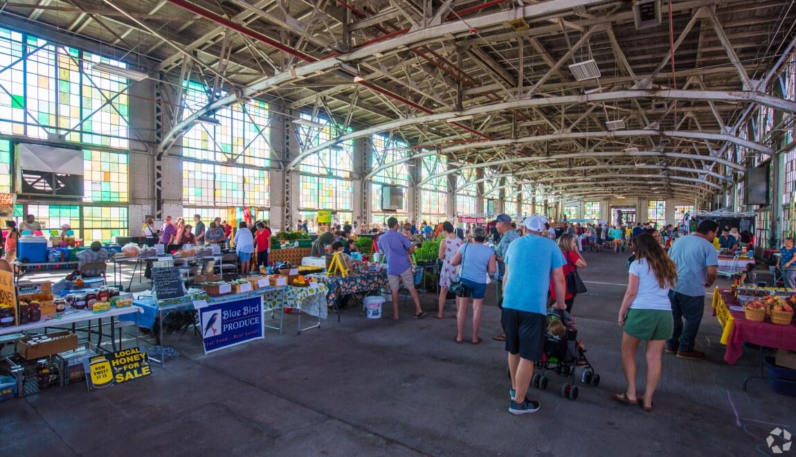 People wander around a local market in Downtown Albuquerque, New Mexico