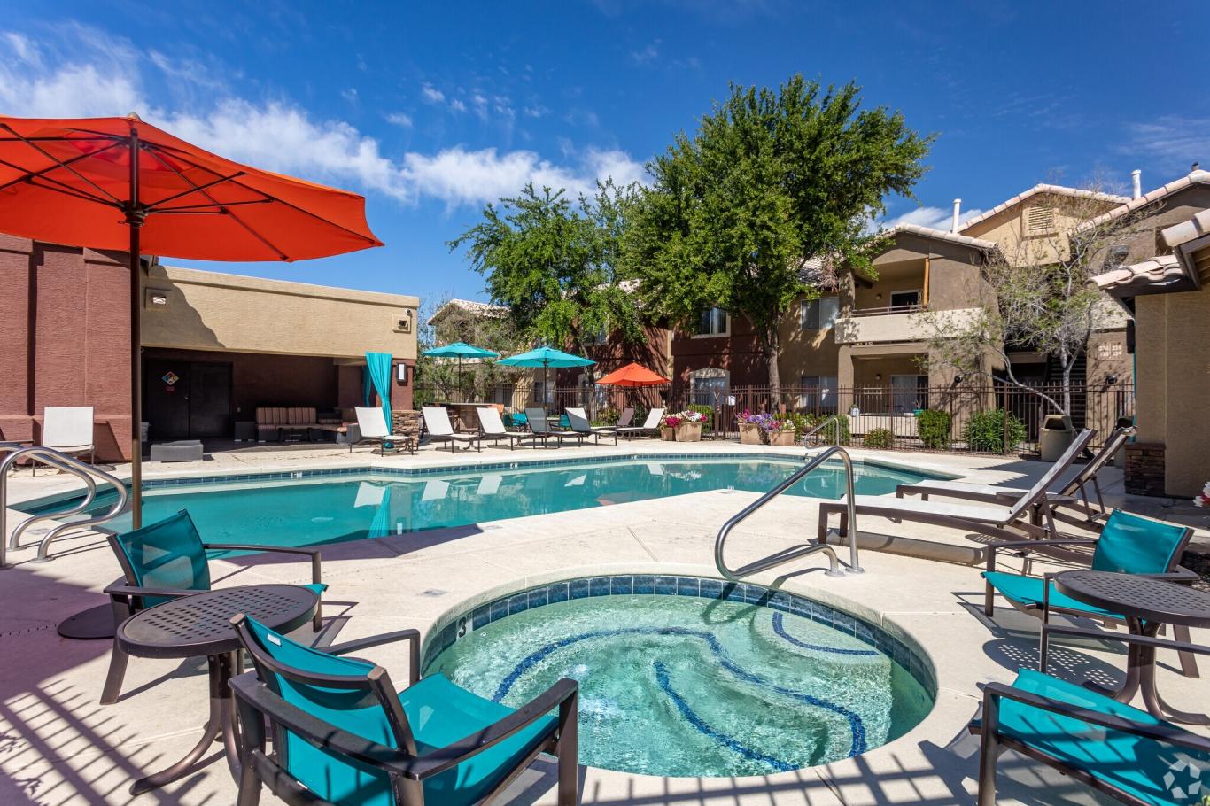 The pool area at the Allure at Tempe