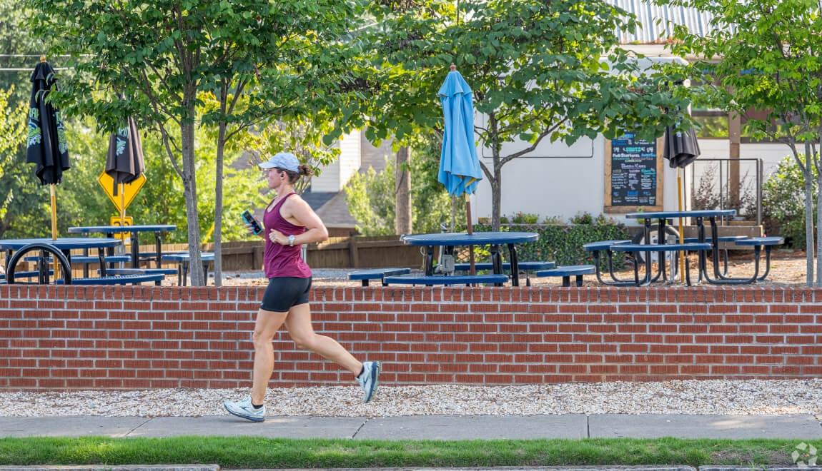 Girl goes for a run in Athens, GA.