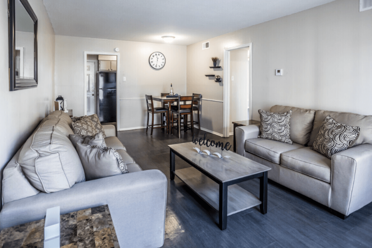 Living rooms in Graceland Pointe Apartments are well-lit by natural sunlight.
