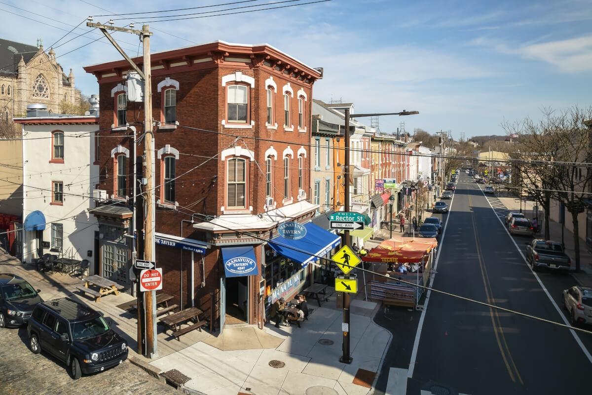 Northwest Philadelphia/Manayunk features quaint streets with local businesses.