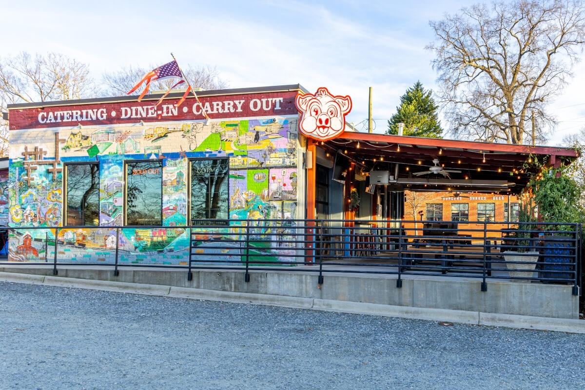Sweet Lew's BBQ in Charlotte serves North Carolina's signature barbeque.