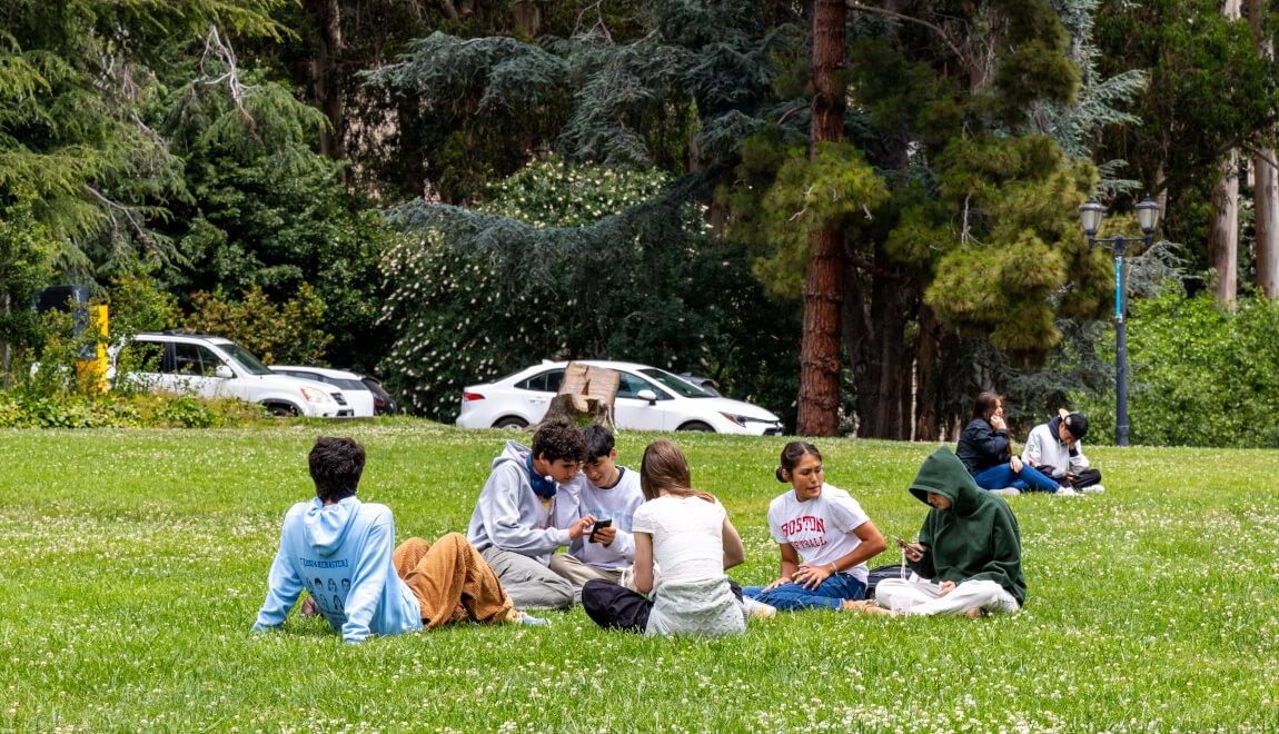 UC Berkeley students hanging out 