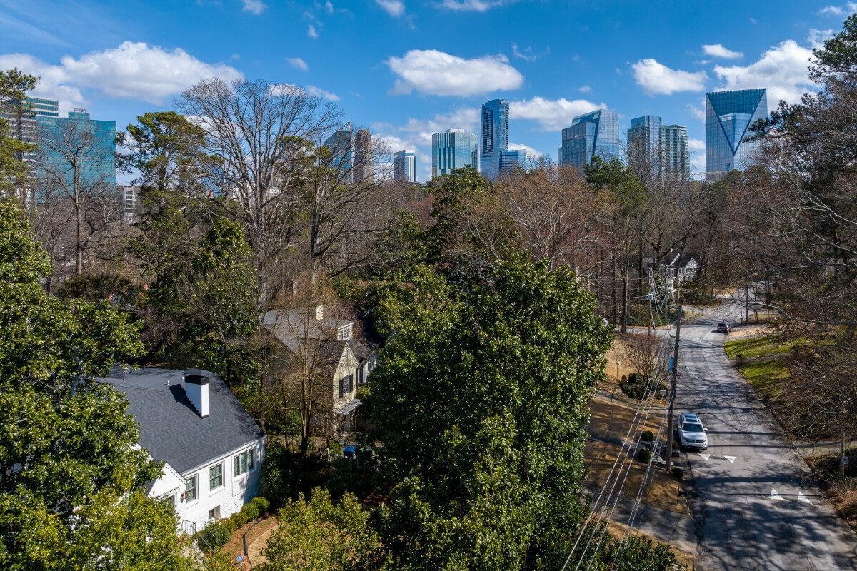 A shady street in Atlanta's Midtown neighborhood.