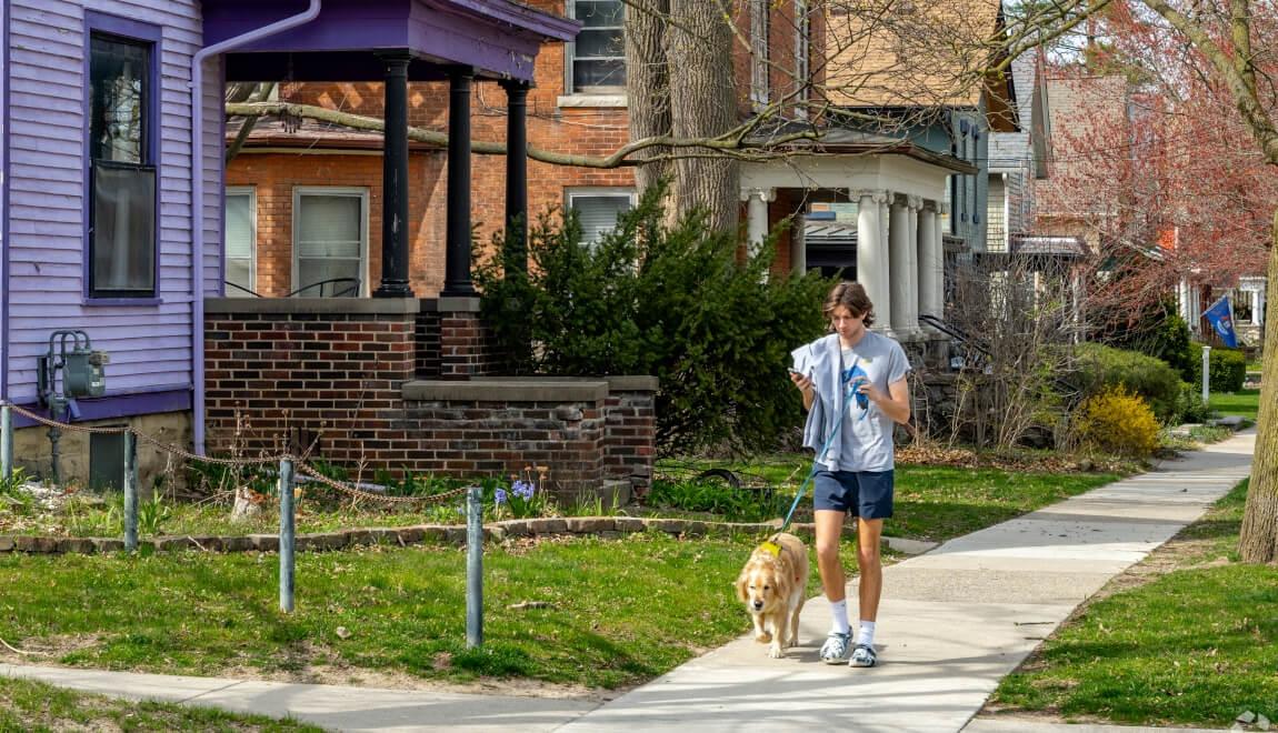 Walkable area in Ann Arbor, MI