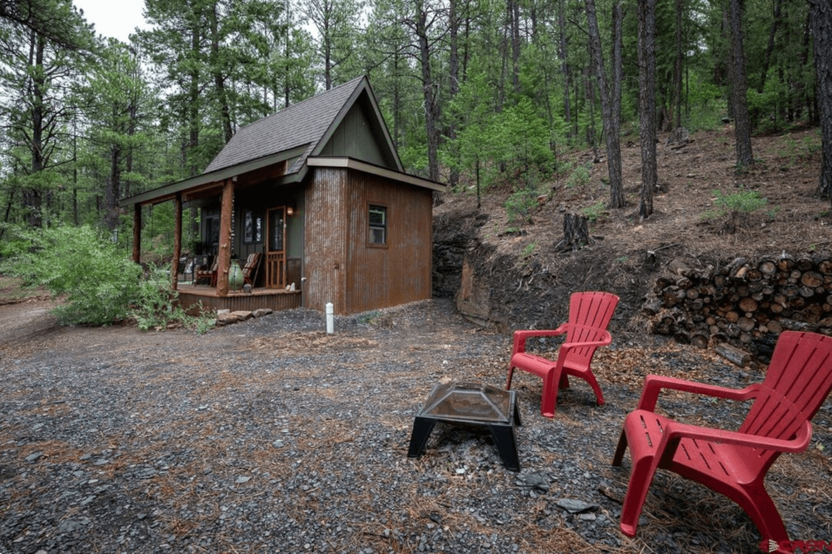 201 Pineview Road is a small cabin in the woods in Pagosa Springs, Colorado.
