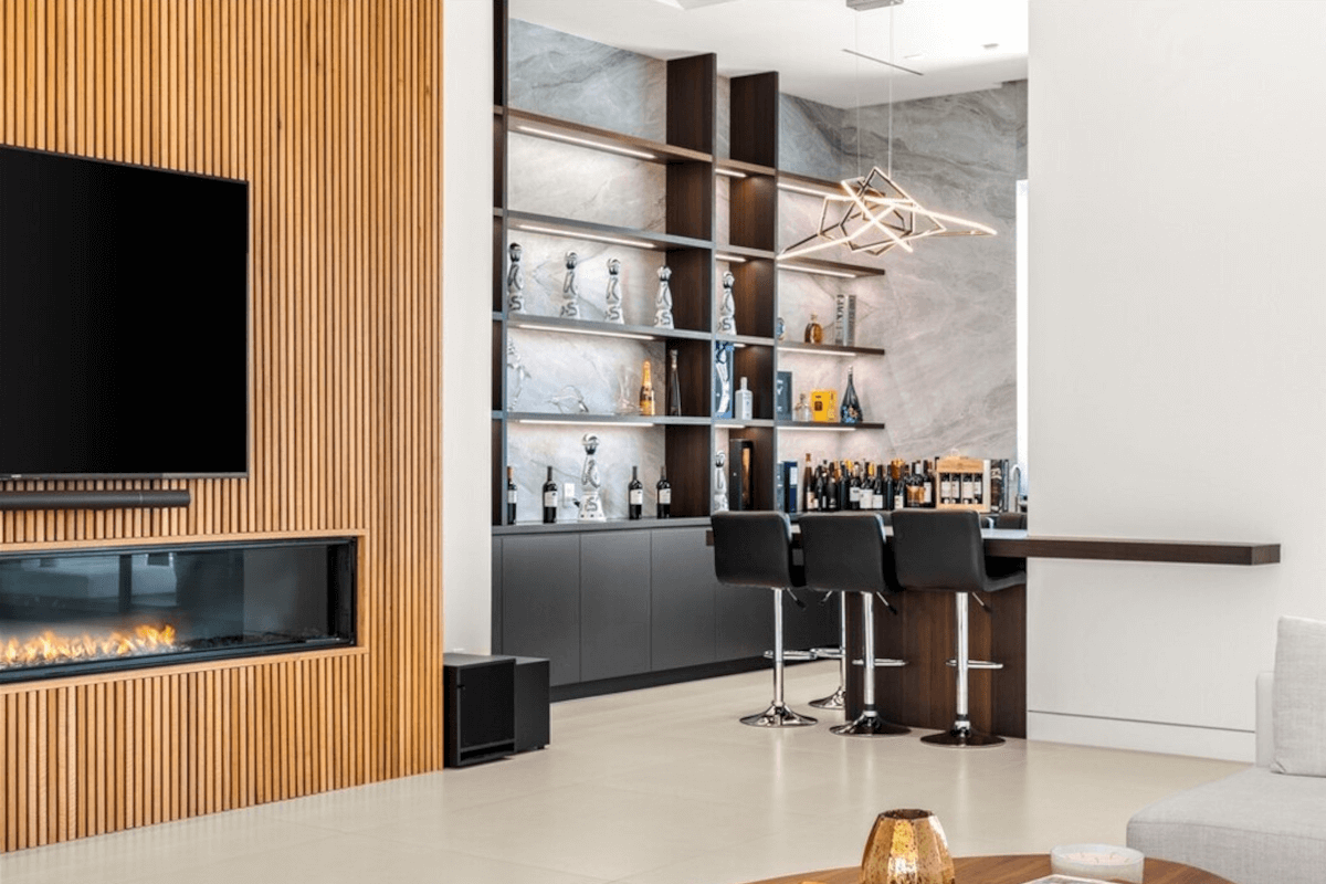 9825 Winter Palace Drive has plenty of space for entertaining, with a cozy living room and wet bar.