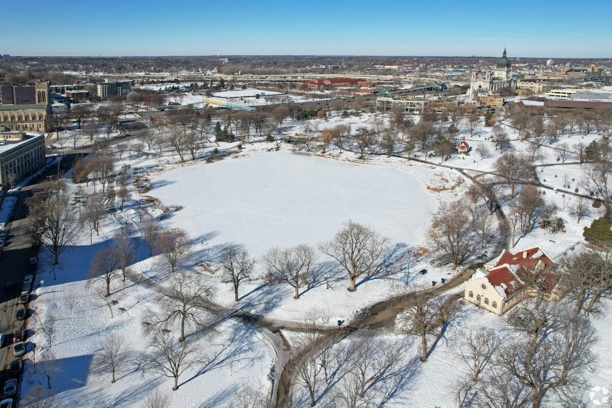 A snowy field in Minneapolis, Minnesota, looks like the setting of "A Charlie Brown Christmas."