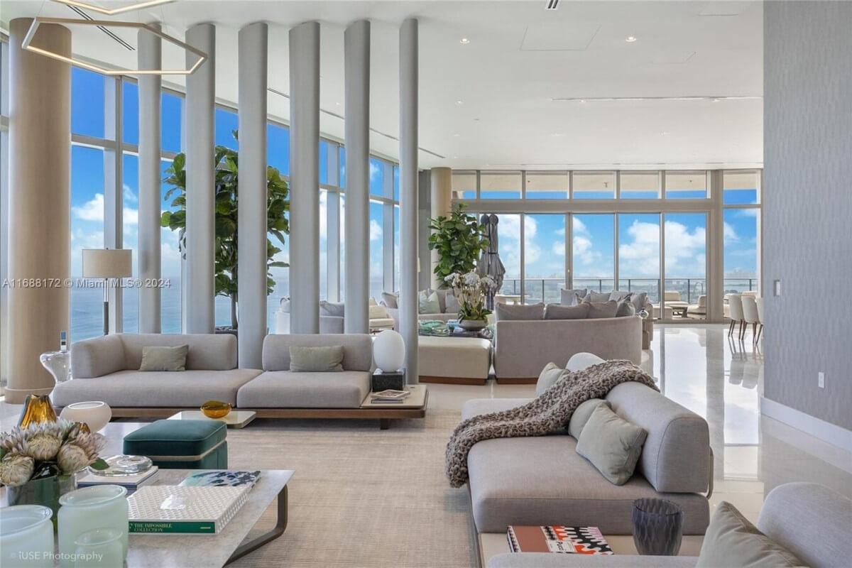 Floor-to-ceiling windows in 15701 Collins Ave Unit 5101 let in plenty of natural sunlight.