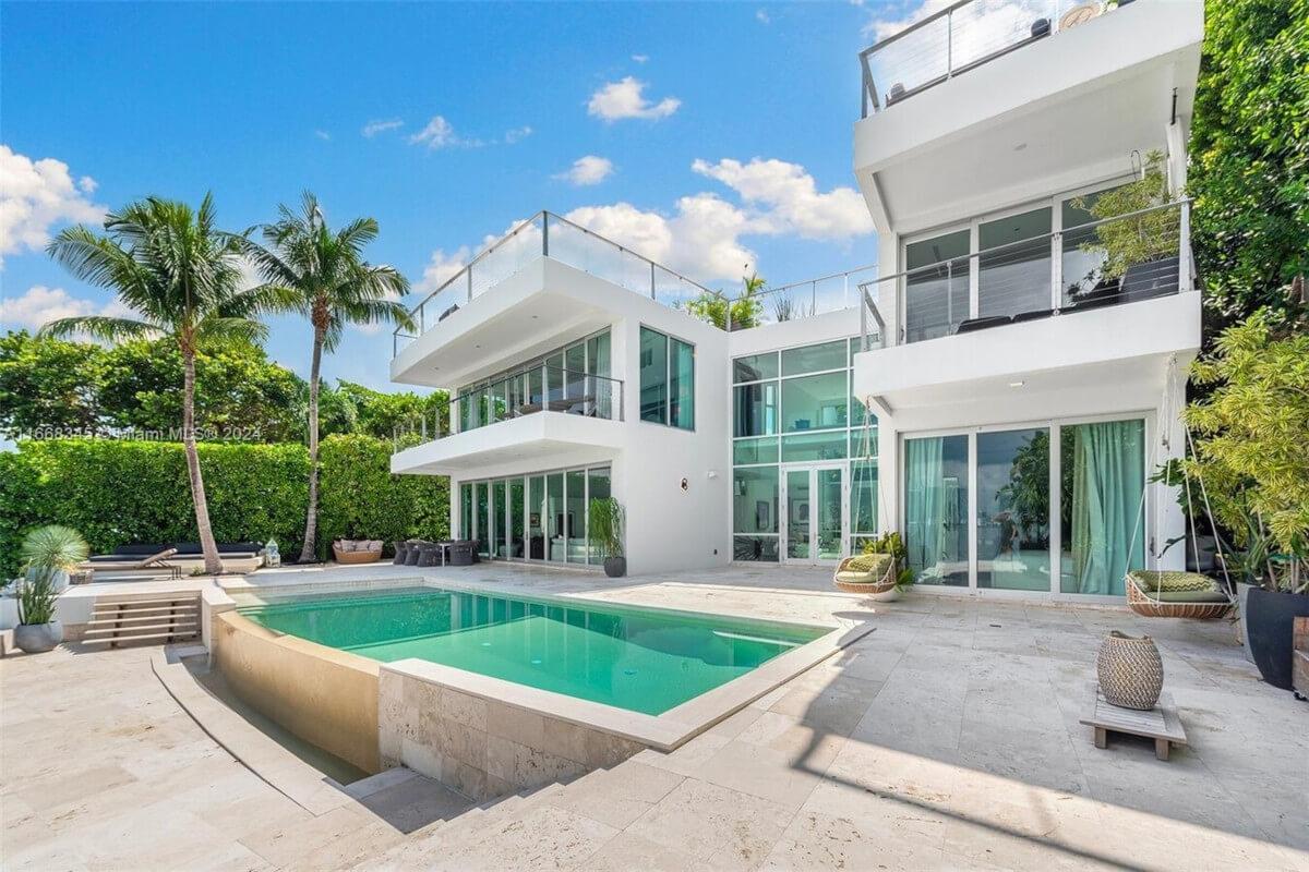 420 West San Marino Drive has a spacious back patio with a heated pool.