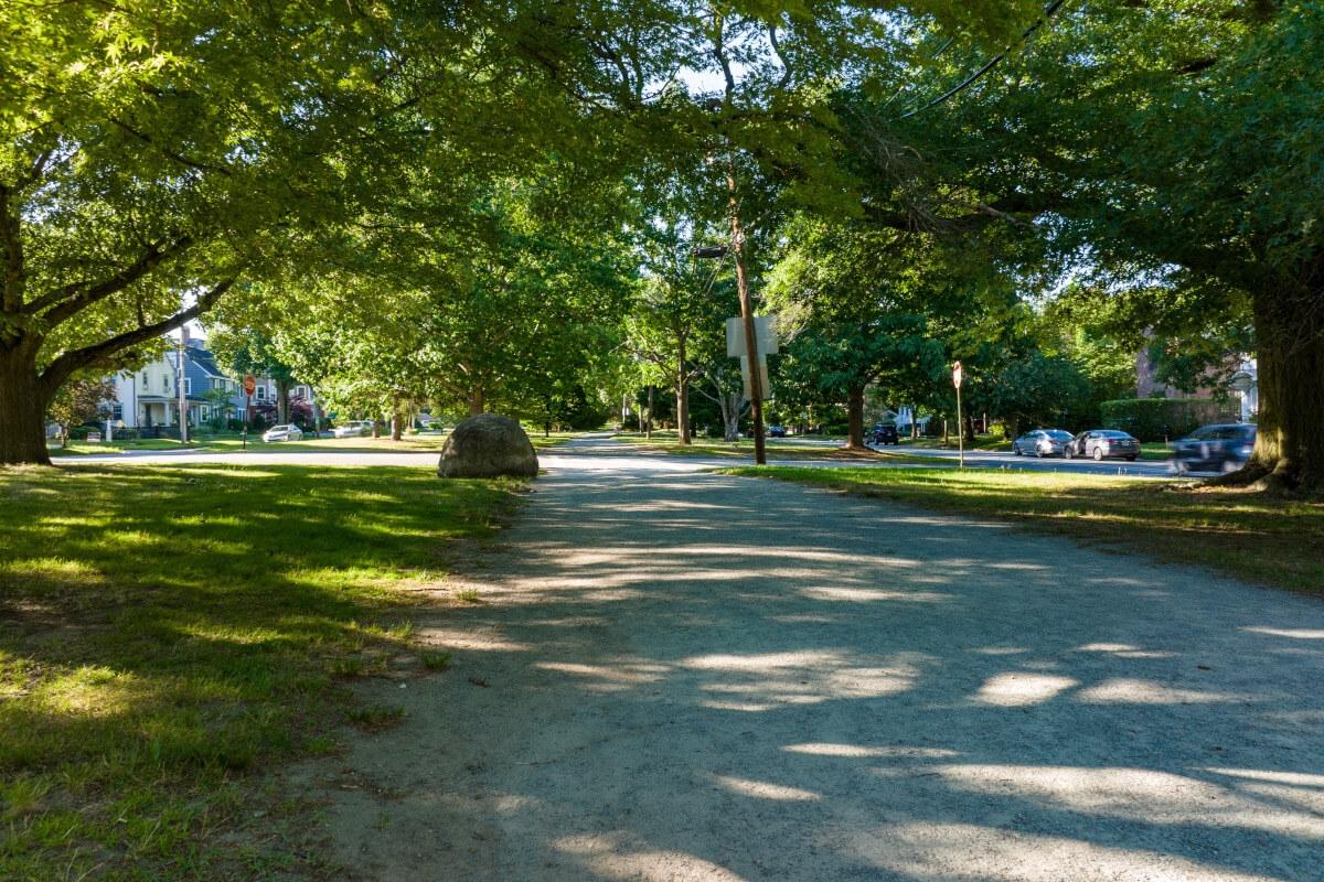 Blackstone Boulevard Park in the Blackstone neighborhood has a 1.6-mile-long walking path.