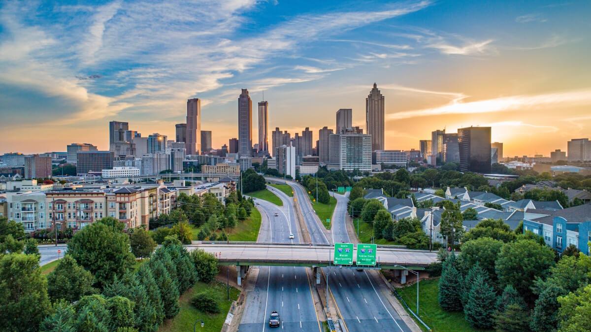 Atlanta Skyline taken from a bridge over the highway