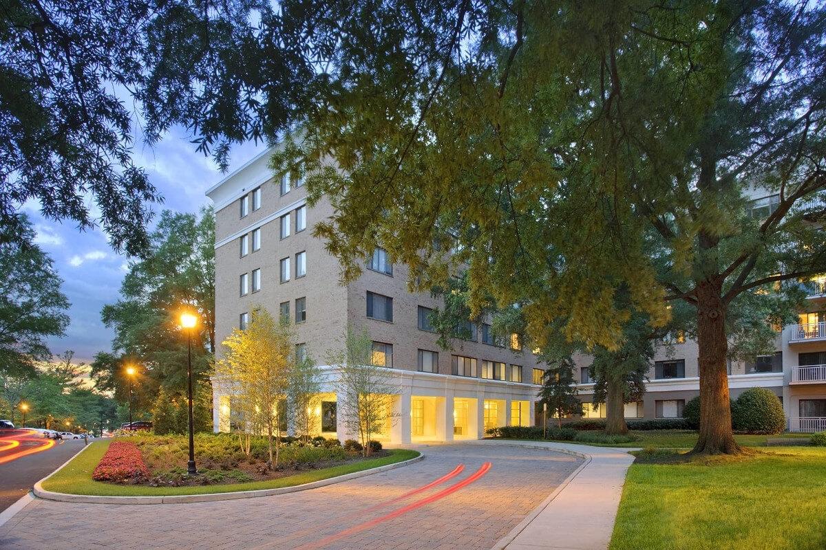 Outside view of the Whitmore Apartment building in Arlington, VA