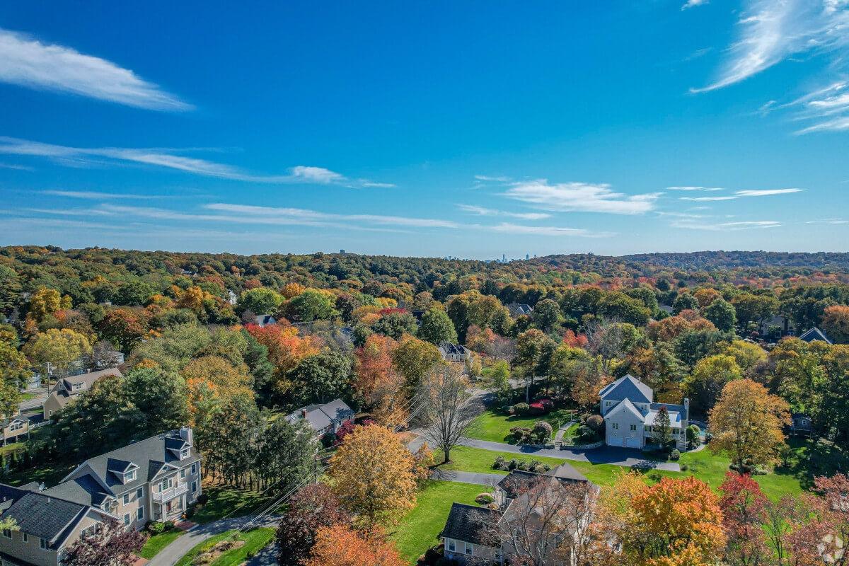 Fall foliage spreads for miles in Lexington, MA.