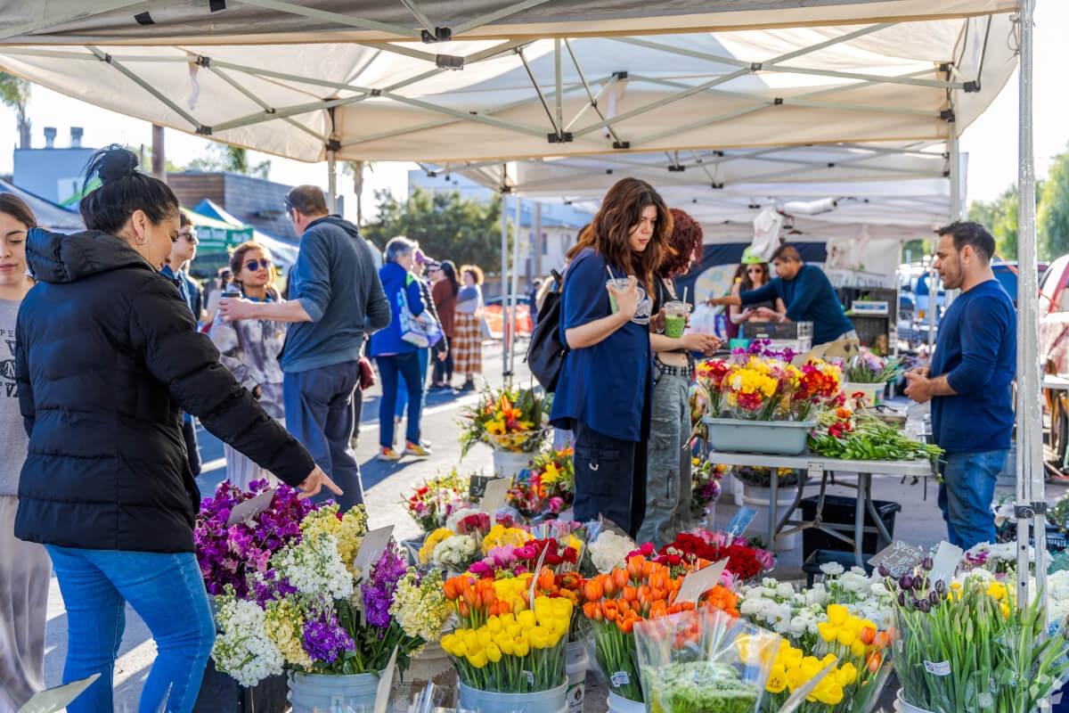 Community residents at the local farmer's market