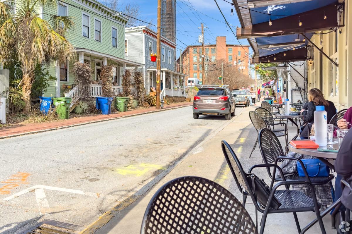 Cabbagetown neighborhood in Atlanta with view of the main street