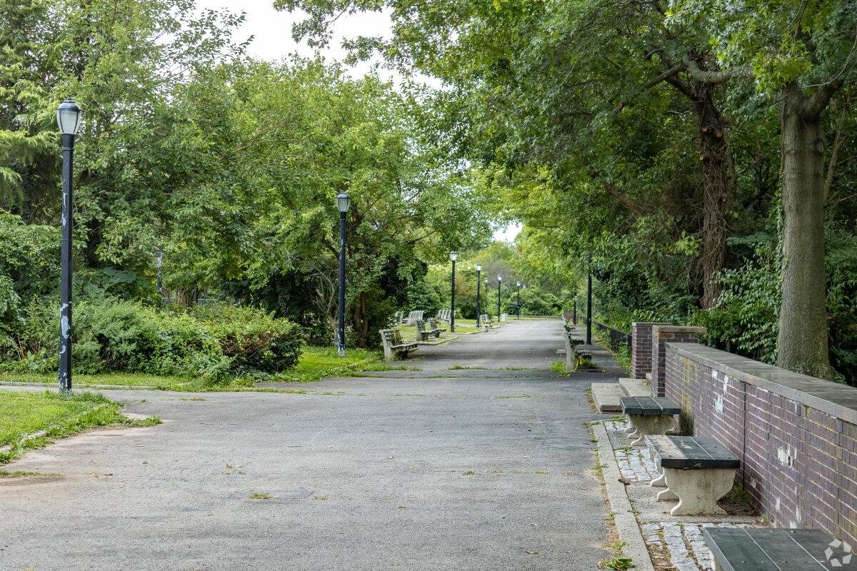 Park benches in Silver Lake Park provide a relaxing place to enjoy fresh air.