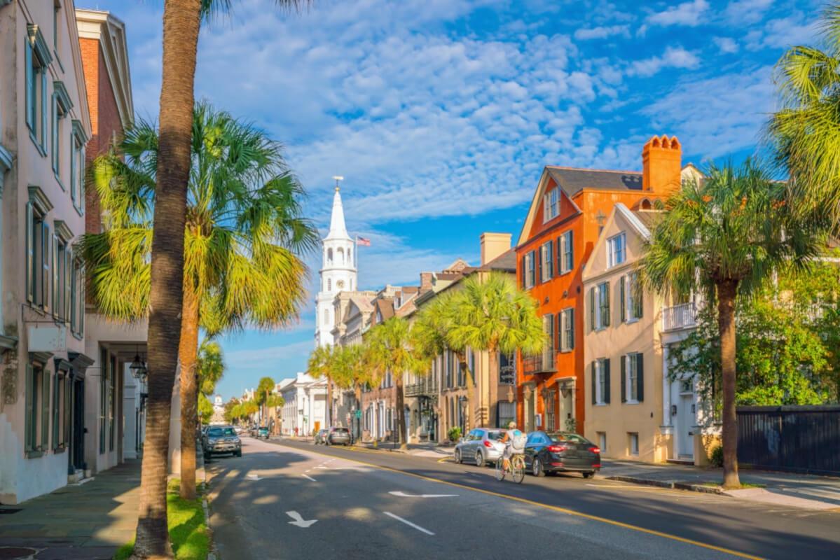 Sunny street in Charleston South Carolina
