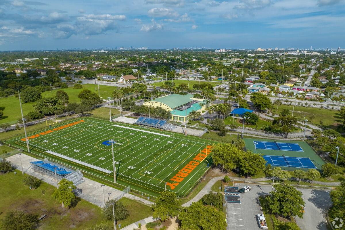Aerial shot of Gladeview neighborhood in Miami, FL