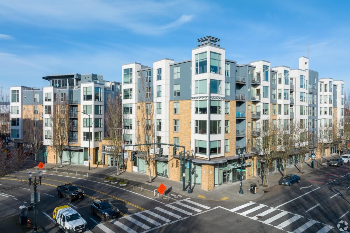 Apartment buildings are at every intersection in Portland.