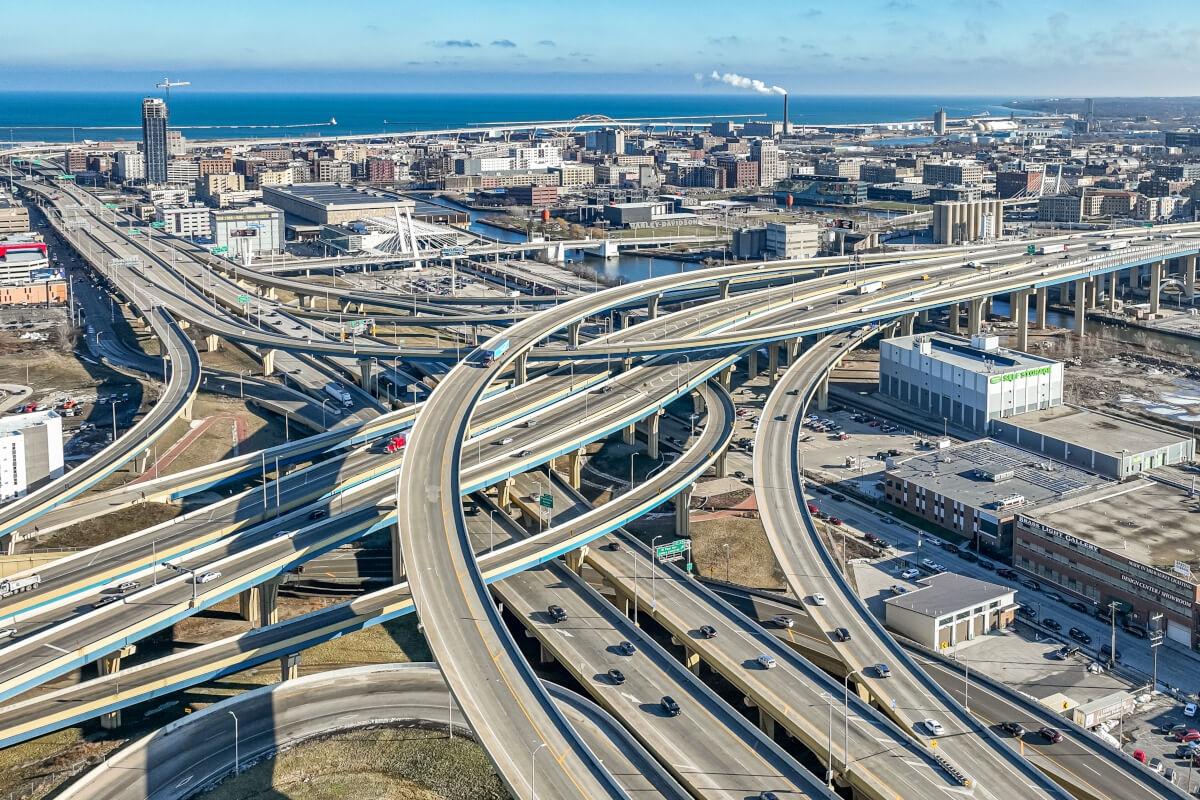 Interstate view of the Avenues West neighborhood in Milwaukee, WI