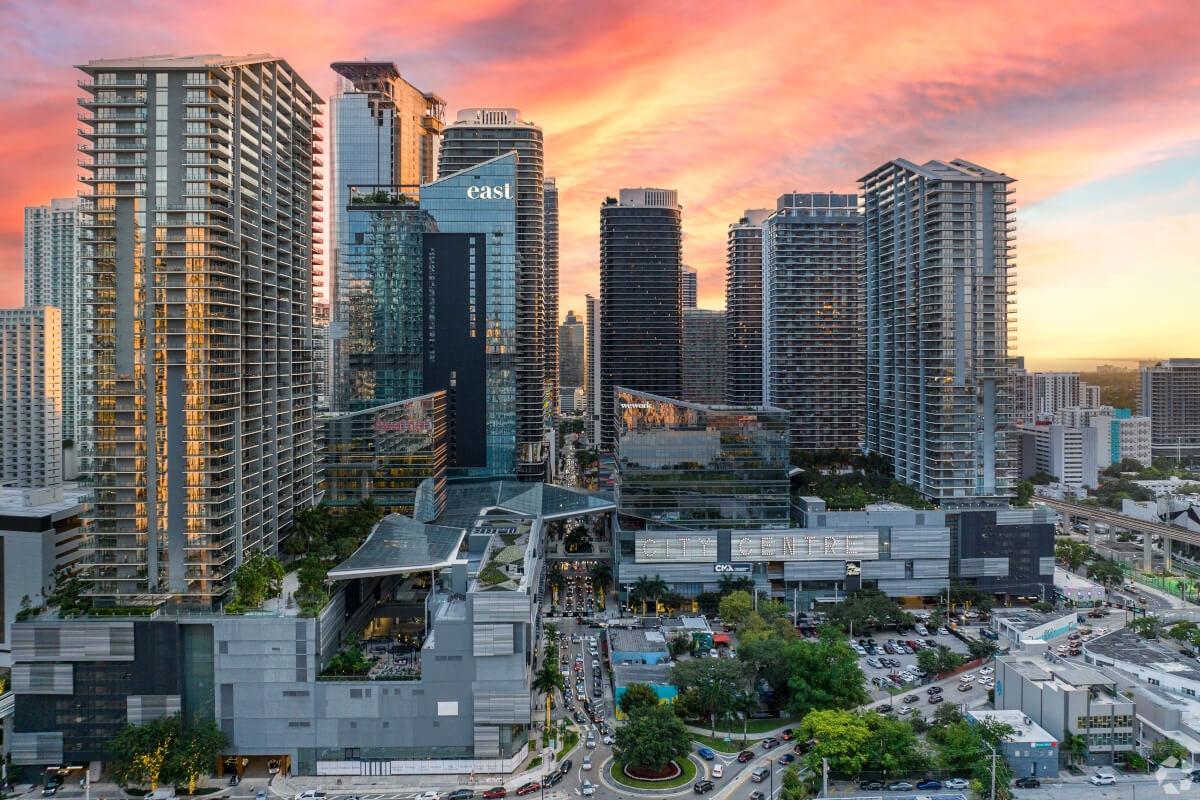 Brickell during sunset.