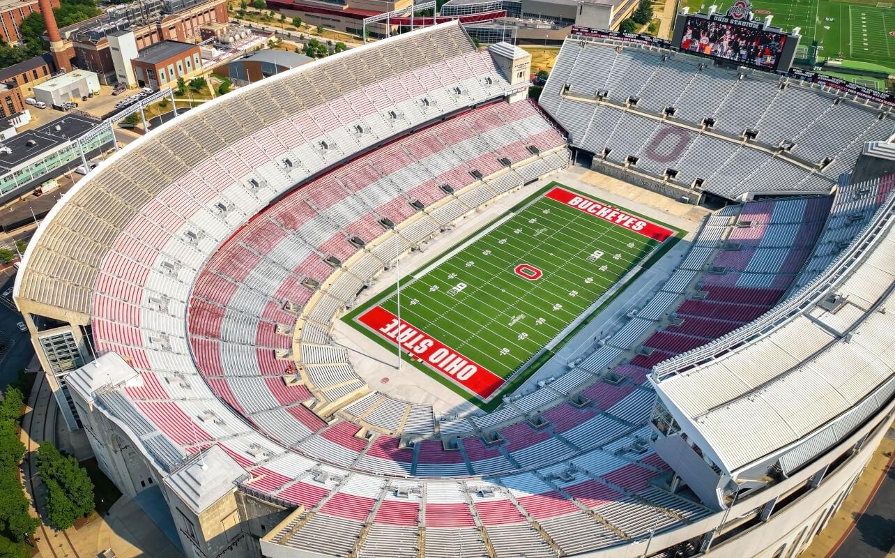 Aerial view of the Ohio State University Stadium