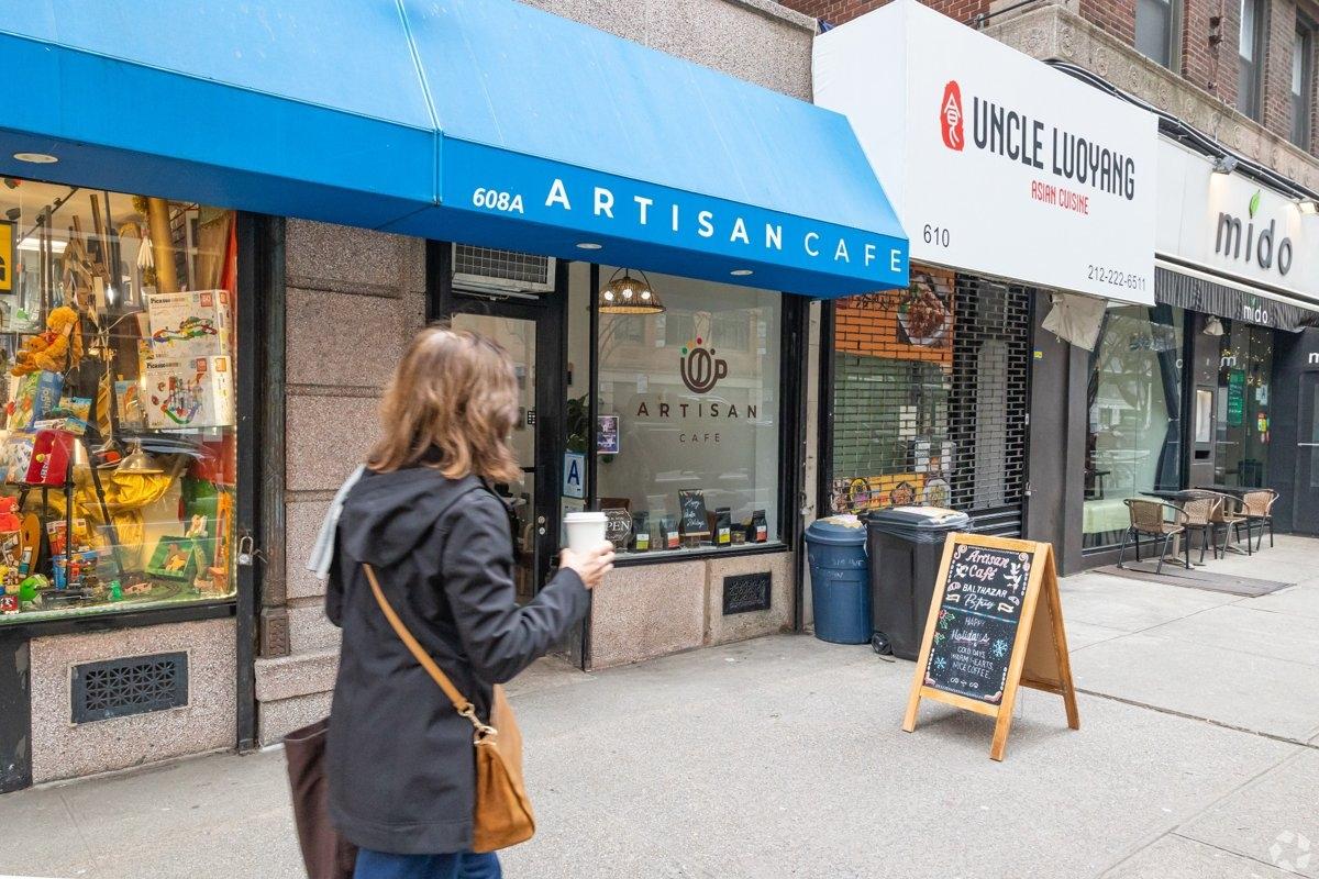 Retail shops on street in Upper West Side Manhattan