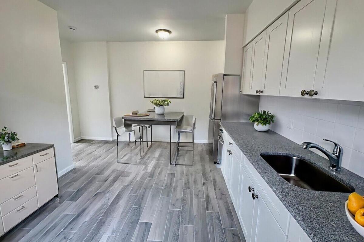 A view of the dining area from the kitchen at 404 Stegman Parkway Unit B1.