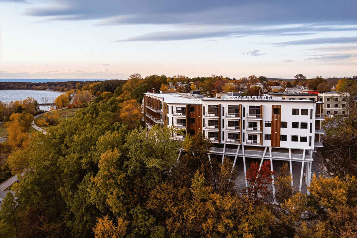 ONE Lakeview sits atop a hill in Burlington, VT.
