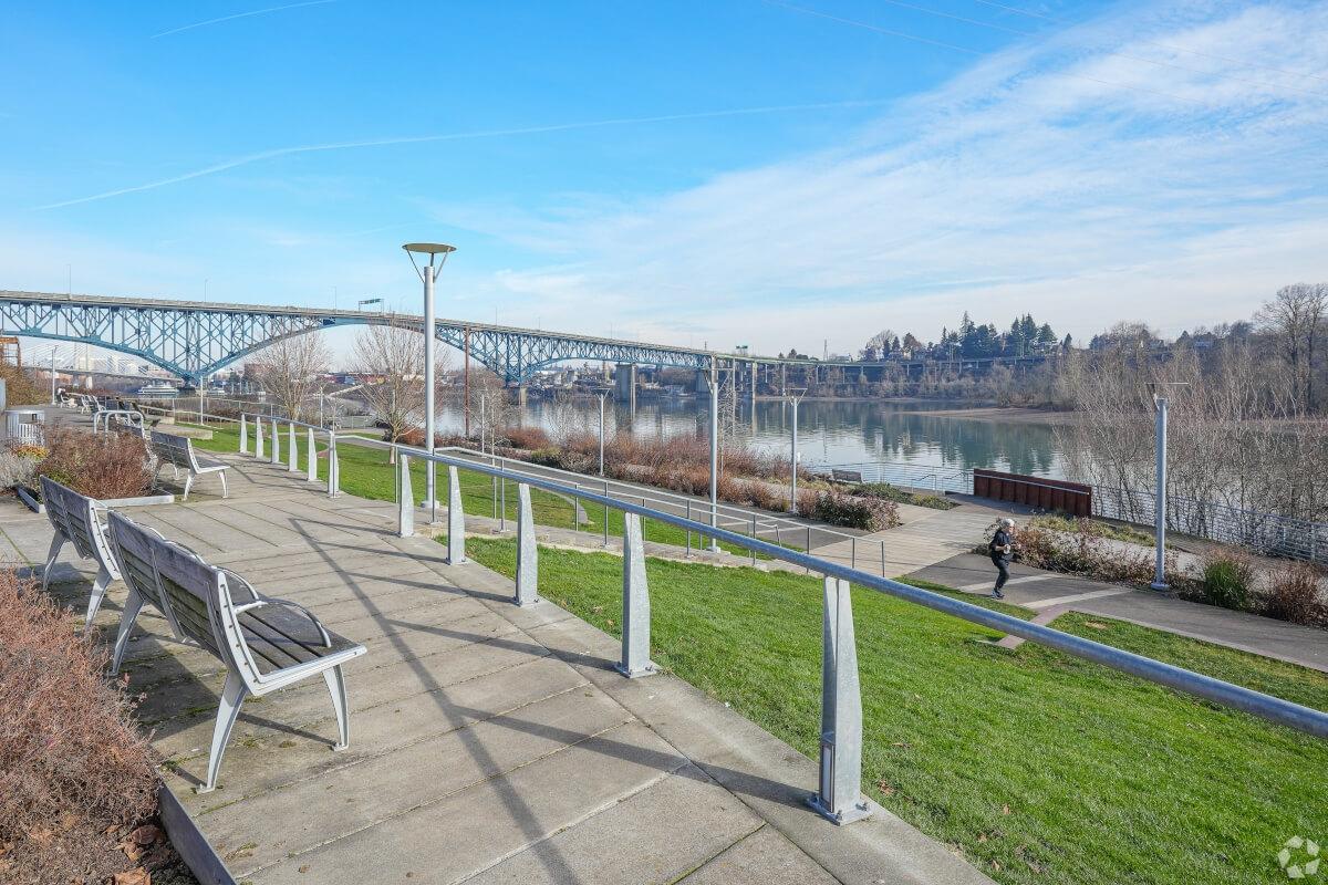 The South Waterfront Greenway is a great place to walk your dog.