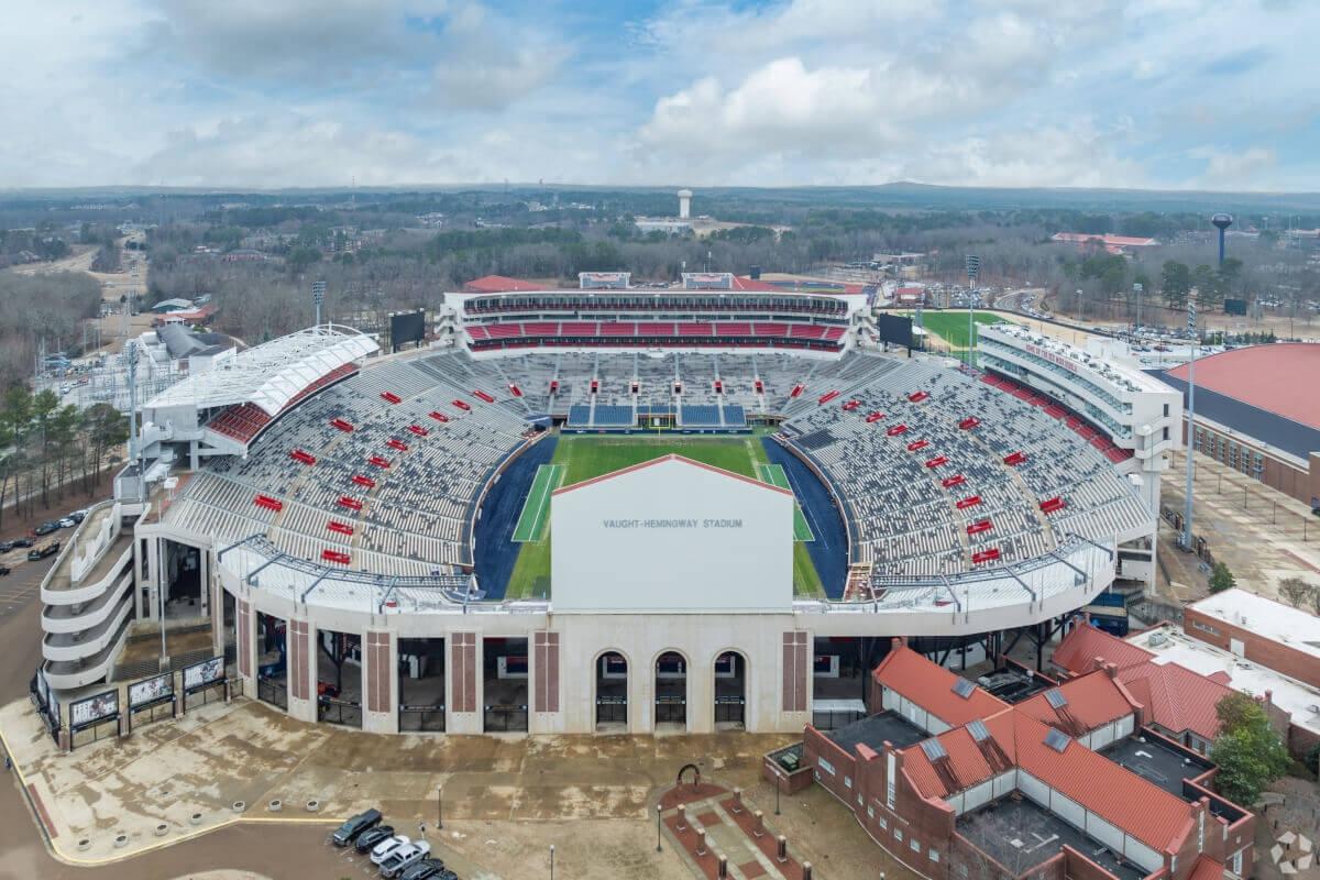 Oxford's Vaught Hemingway Stadium serves as the home field for the Ole Miss Rebels.